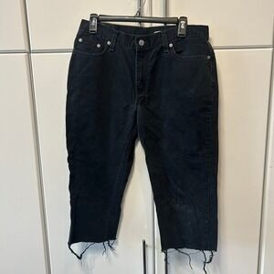 Levis 510 Lower Rise Slim Fit Black Denim Raw Hem Cropped Jeans 14 S MIS